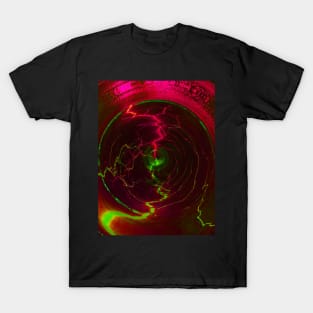 Digital collage, special processing. Energy flows, pink and green. T-Shirt